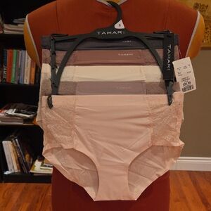 Tahari Women's Lace Trim Panties in Pink, Cream, and Gray